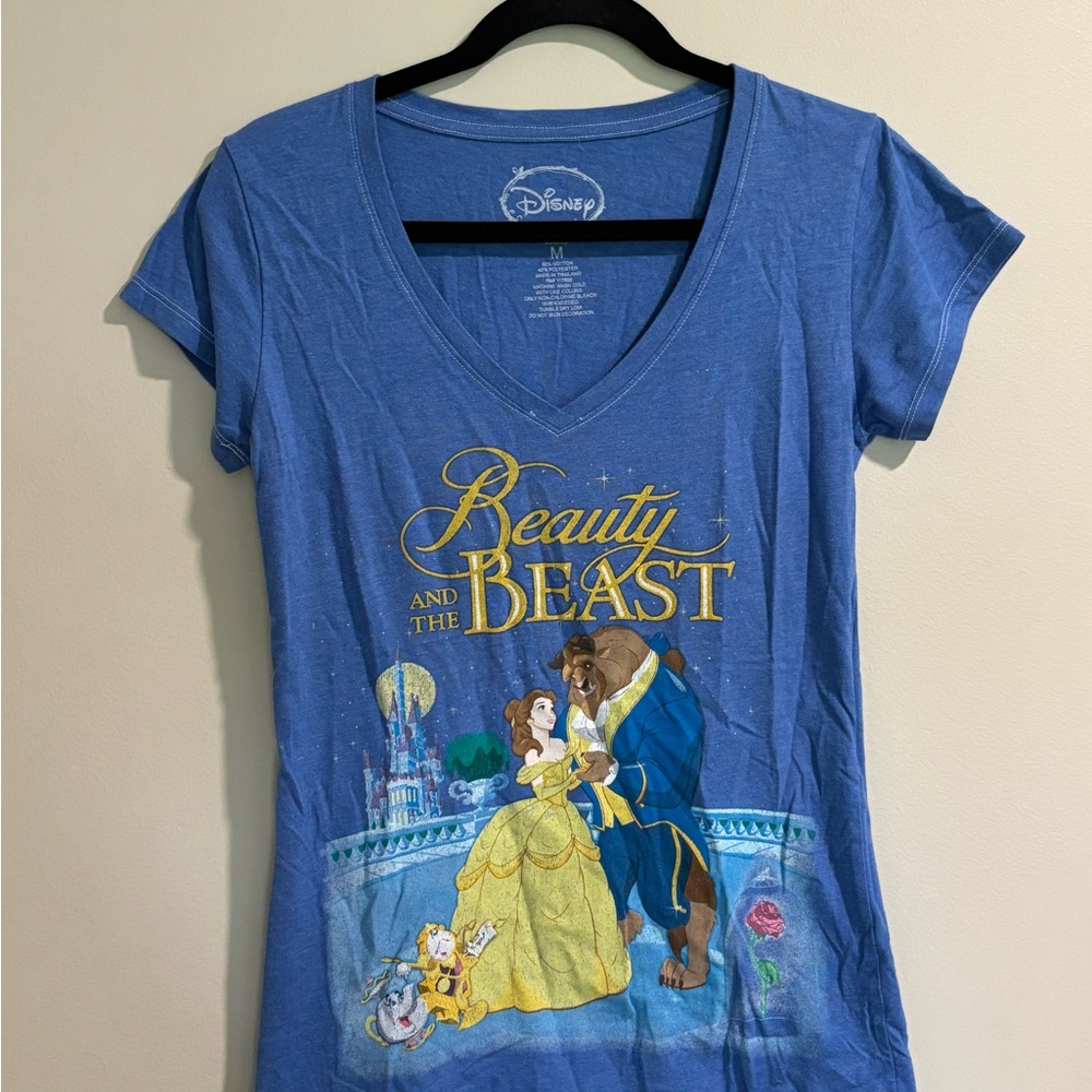 Disney Vintage Beauty and the Beast ballgown vhs cover classic Blue Graphic Tee